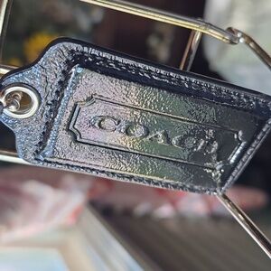 Coach Poppy Black Leather Key Fob Large